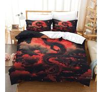 QPIRINMEX Le Dragon Japonais Parure De Lit 3 Pièces 1x Housse De Couette Et 2 Taies, Bedding Microfibre Ensemble De Draps () -Single(140x200cm)