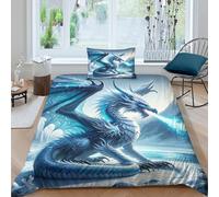 QPIRINMEX Le Dragon Volant 3D Parure De Lit Housse De Couette,Programme pour Enfants Housse Couette 3pcs pour Adultes Et Enfants Microfibre Douce Single（135x200cm）