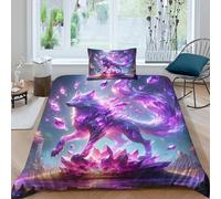 QPIRINMEX Le Loup Parure De Lit 3 Pièces 1x Housse De Couette Et 2 Taies, Bedding Microfibre Ensemble De Draps () -Single(135x200cm)