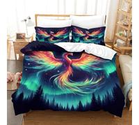 QPIRINMEX Le Phoenix Housse De Couette, Parure De Lit 3 Pièces Single（140x200cm）, Sets De Housses De, Ensemble De Literie avec Taie d'oreiller