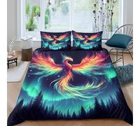 QPIRINMEX Le Phoenix Parure De Lit 3 Pièces 1x Housse De Couette Et 2 Taies, Bedding Microfibre Ensemble De Draps () -Double（200x200cm）