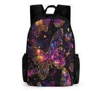 QPIRINMEX papillon Étudiant Sacs À Dos, Couleur Sac À Dos Enfant ,Adolescents Sac De Voyage Garçon Filles,CArtable Primaire Avec Poche Cachée Sur Le Côté 17inch