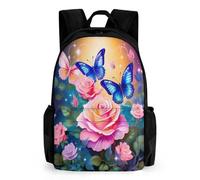 QPIRINMEX papillon Étudiant Sacs À Dos, Couleur Sac À Dos Enfant ,Adolescents Sac De Voyage Garçon Filles,CArtable Primaire Avec Poche Cachée Sur Le Côté 17inch