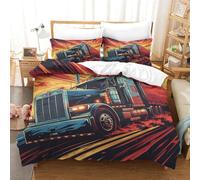 QPIRINMEX Parure De Lit 3 Pièces Camion Housse De Couette Douce,Star du Impression 3D en Microfibre Hypoallergique avec Taies d'oreiller Literie en,pour Adultes Enfants King（220x240cm）