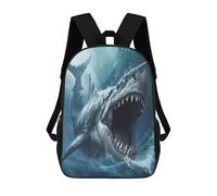 QPIRINMEX requin Étudiant Sacs À Dos, Marine Animal Sac À Dos Enfant ,Adolescents Sac De Voyage Garçon Filles,Cartable Primaire Avec Poche Cachée Sur Le Côté 17inch