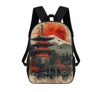 QPIRINMEX Sac À Dos Architecture japonaise Léger 17 Pouces Sac A Dos Scolaire Dessin Pour Adolescents Cartable Filles Voyage Collège Randonnée Loisir,Cadeau Pour Enfants