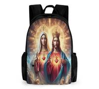 QPIRINMEX Sac À Dos Jésus Notre Dame Fille Sac A Dos Enfants Garçons Filles Grand Sac Ecole Fille Garçon Primaire Sac A Dos Scolaire Poids Léger Avec Poche À Bouteille
