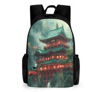 QPIRINMEX Sacs À Dos Filles Sac À Dos D'école Pour Enfants Architecture japonaise Sac D'école Imprimé En 3D Sac D'école Pour Les Élèves Du Primaire Et Du Collège 42x30.5cm