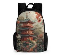 QPIRINMEX Sacs À Dos Filles Sac À Dos D'école Pour Enfants Architecture japonaise Sac D'école Imprimé En 3D Sac D'école Pour Les Élèves Du Primaire Et Du Collège 17pouce