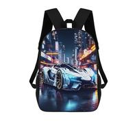 QPIRINMEX Voiture de Sport Étudiant Sacs À Dos, Science Fiction Sac À Dos Enfant ，Adolescents Sac De Voyage Garçon Filles,Cartable Primaire Avec Poche Cachée Sur Le Côté