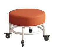 QPKZ Tabouret à roulettes Robuste et Bas avec Roues pivotantes à 360°, supportant Une Charge de 440 Livres, siège Bas et Court sur roulettes, Chaise en Cuir PU pour mécanicien Orange