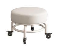 QPKZ Tabouret à roulettes Robuste et Bas avec Roues pivotantes à 360°, supportant Une Charge de 440 Livres, siège Bas et Court sur roulettes, Chaise en Cuir PU pour mécanicien White