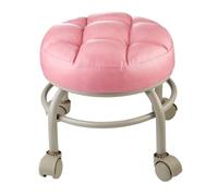 QPKZ Tabouret Bas à roulettes avec Roues pivotantes à 360°, Charge maximale de 660 Livres, Tabouret Bas Robuste et de Petite Hauteur en Cuir PU, Chaise de mécanicien compacte Pink