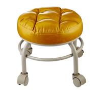 QPKZ Tabouret Bas à roulettes avec Roues pivotantes à 360°, Charge maximale de 660 Livres, Tabouret Bas Robuste et de Petite Hauteur en Cuir PU, Chaise de mécanicien compacte Gold