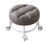 QPKZ Tabouret Bas à roulettes avec Roues pivotantes à 360°, Tabouret Roulant Bas et Court, Assise en Cuir PU, Chaise Robuste de Petite Taille pour mécanicien, tabourets Grey