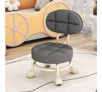 QPKZ Tabouret Bas à roulettes avec Roues pivotantes à 360°, Tabouret Roulant de Petite Hauteur et de Faible épaisseur, siège en Cuir PU, Petite Chaise de mécanicien, tabourets Grey