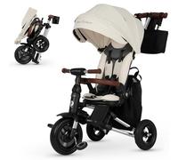 QPlay Nova Deluxe Poussette évolutive avec siège pivotant, pliable compact, capote réglable, cuir fait main, repose-pieds et freins pour enfants de 10 à 36 mois Beige
