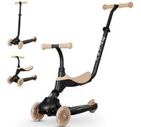 Qplay SEMA Trottinette 3 en 1 pour Enfants avec lumières LED, trottinettes et Trottinette évolutive, Mode poussée parentale, Guidon réglable, Roues en Caoutchouc sans crevaison, Frein arrière, 36-72