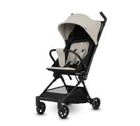 QPlay Stroller Mega Pro Poussette compacte et légère, adaptée pour avion, capote réglable, dossier inclinable, harnais à 5 points, frein intégré et grand panier Beige