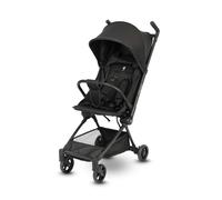 QPlay Stroller Mega Pro Poussette compacte et légère, adaptée pour avion, capote réglable, dossier inclinable, harnais à 5 points, frein intégré et grand panier (Noir)