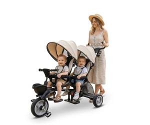 QPlay Tricycle évolutif pour bébé, jumeaux et promenades en famille | Pour deux, 10 Mois à 36 Mois