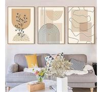 QPLGTU Lot de posters géométriques, images abstraites de fleurs et de plantes, poster imprimé pour salon, arrière-plan décoration murale, sans cadre, style 1,30 x 40 cm x 3