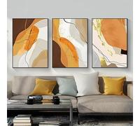 QPLGTU Peinture d'art mural moderne abstraite en bloc de couleurs, impression géométrique minimaliste sur toile, gris noir orange bleu vert, sans cadre (A 8,50 x 70 cm x 3)