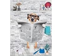 QPLGTU Peintures de décoration d'animaux de salle de bain, Affiches d'animaux drôles en noir et blanc, peinture sur toile imprimée sur fond de salle de bain, sans cadre (style 23,20 x 30 cm)