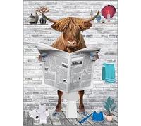 QPLGTU Peintures de décoration d'animaux de salle de bain, affiches d'animaux drôles en noir et blanc, peinture sur toile imprimée sur fond de salle de bain, sans cadre (style 21,20 x 30 cm)