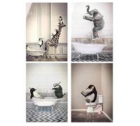 QPLGTU Poster de décoration murale pour salle de bain, maison et maison, noir et blanc, motif animal de montagne, motif animal 3, 30 x 40 cm x 4 cm
