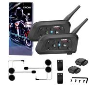 QPLOVE V6 PRO Interphone de moto, kit d'interphone pour 2 casques avec annulation du bruit, distance 1 km, système de communication moto universel IP67 étanche (Noir)