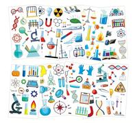 Qpout 10pcs Science Tatouage temporaire pour les enfants, Autocollants de laboratoire de science drôle, Futur éducatif Savant fou Fête Fête Décoration pour adolescents École Classe Récompenses