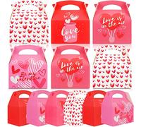 Qpout 12pcs Boîtes de friandises pour la Saint-Valentin à offrir, Rouge Amour Coeur Conception Boîte à Cupcakes pour la Saint-Valentin Boîte à Lunch en Carton Bonbons Chocolat Biscuit Bonbons Présente