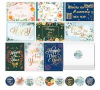 Qpout 18 Paquets De Cartes De Bonne AnnéE En Vrac Avec Des Enveloppes Et Des Autocollants, Carte De Voeux Du Nouvel An 2025, Cartes De VœUx Pour La BéNéDiction Joyeux Nouvel An Vacances Party