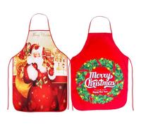 Qpout 2 pièces Tabliers de Noël, Père Noël Arbre de Noël Dîner de Noël Cuisine Tablier de Cuisine, pour Femmes Hommes Maman Épouse Mari Costume De Cuisine De Noël