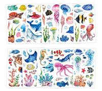 Qpout 20 feuilles animaux de l’océan tatouages temporaires pour les enfants, sous la mer créature tatouage autocollants pour les filles garçons sur le thème de la mer fête d’anniversaire