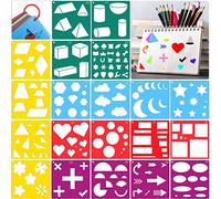 Qpout 20 Pièces Pochoir Formes Géométriques, Pochoir de Peinture pour Enfants, Triangle Circulaire Amour Carré Pochoir De Peinture Pochoir de Peinture, Outils de dessin pour les jardins d'enfants