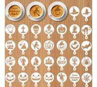 Qpout 30Pack Halloween Cookie Coffee Stencil Modèles de cuisson, Modèles de dessin de bonbons de gâteau lavables réutilisables