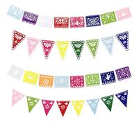 Qpout 4 Paquets De BannièRes de DéCorations De FêTe Mexicaines, Guirlande De Dieux De Los Muertos, BannièRe ColoréE De Fiesta Papel Picado Naissance