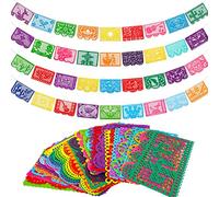 Qpout 4pcs Mexicain Fiesta Party Feutre Bannière Cinco de Mayo Fiesta Bannière Dia De Los Muertos Jour des Morts Fiesta Papel Picado Suspendus Cino de Mayo Décorations de Fête 4 Modèles Différents