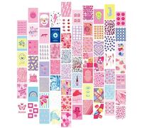 Qpout 70pcs Preppy Room Decor Esthétique Kit Mural, Preppy Photo Collage Imprime Photos Art Mural Hot Pink Preppy Posters Mignon Esthétique Affiches Preppy Choses Pour Adolescentes Stuff(4x6inch)
