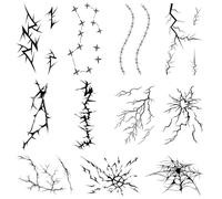 Qpout Halloween Creepy Crack Temporary Tattoos,11 Sheets Large Size Realistic Vein Scar Stitches Face Tattoo Stickers for Adults Arm Body Art Black Horror Makeup Cosplay Accessories