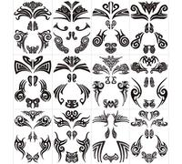 Qpout12x Visage Tatouages Temporaires, Maori Visage Tatouages Étanche Tribal Noir Visage Autocollants De Tatouage pour Femmes/Hommes Carnaval Fête Maori Thème Fête Halloween Décoration Fournitures