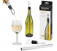 Qpractiko - Baguette Refroidissante Vin & Champagne | Bec Verseur Anti-Goutte | Réutilisable | Haute Qualité | Facile à Nettoyer | Acier Inoxydable, Verre