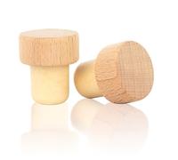 Qpractiko Lot de 2 bouchons de vin en bois de hêtre | Silicone hermétique, Réutilisables, Compatible lave-vaisselle, Étanchéité sans fuite, Pour la majorité des bouteilles