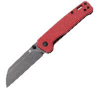 QPS Penguin V2 D2, black stonewash,,Poignée : Micarta rouge QS130V2-D2
