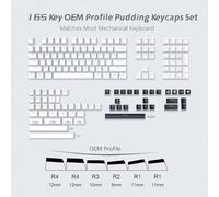 QPSJXN 165 Keycaps de Profil OEM à Double tir Bleu Gris pour Les claviers mécaniques avec des commutateurs MX rétro-éclairage RVB(165 OEM White-en)