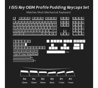 QPSJXN 165 Keycaps de Profil OEM à Double tir Bleu Gris pour Les claviers mécaniques avec des commutateurs MX rétro-éclairage RVB(165 OEM Black-en)