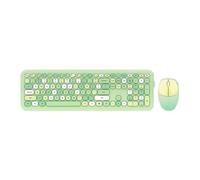 QPSJXN Clavier sans Fil et Combo de Souris 110 Clé Slim Compact 2.4G USB Ensemble de Taille Pleine pour la compatibilité des Maisons et du Bureau(666 Green Mixed)