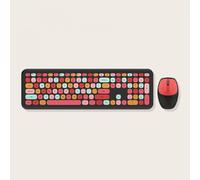 QPSJXN Clavier sans Fil et Combo de Souris 110 Clé Slim Compact 2.4G USB Ensemble de Taille Pleine pour la compatibilité des Maisons et du Bureau(666 Black Mixed)